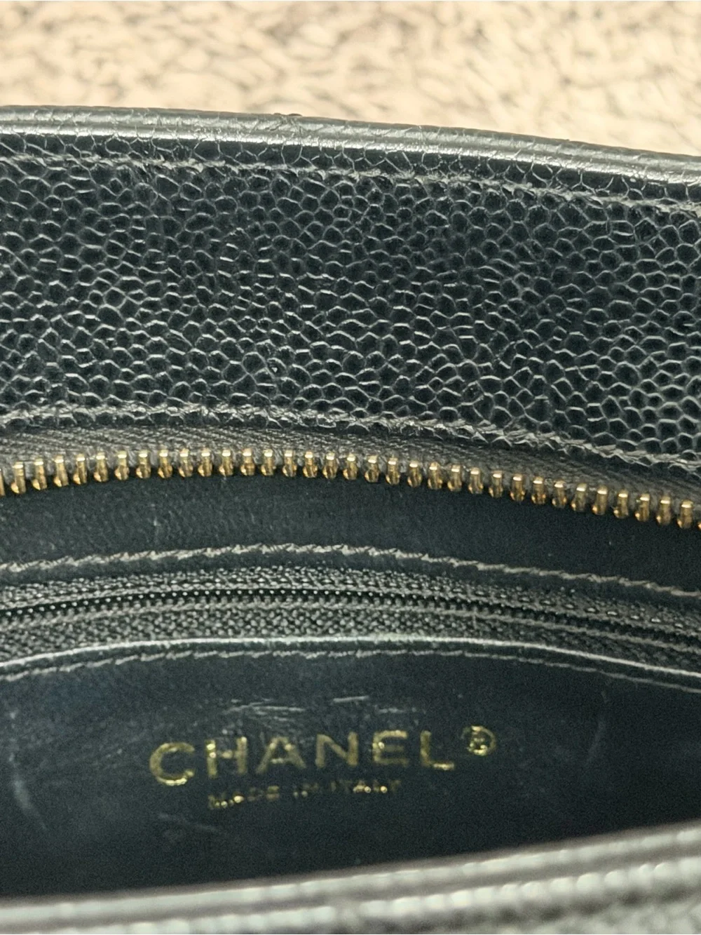 Vintage CHANEL Black Quilted Caviar Medallion Tote 24K gold-plated hardware
